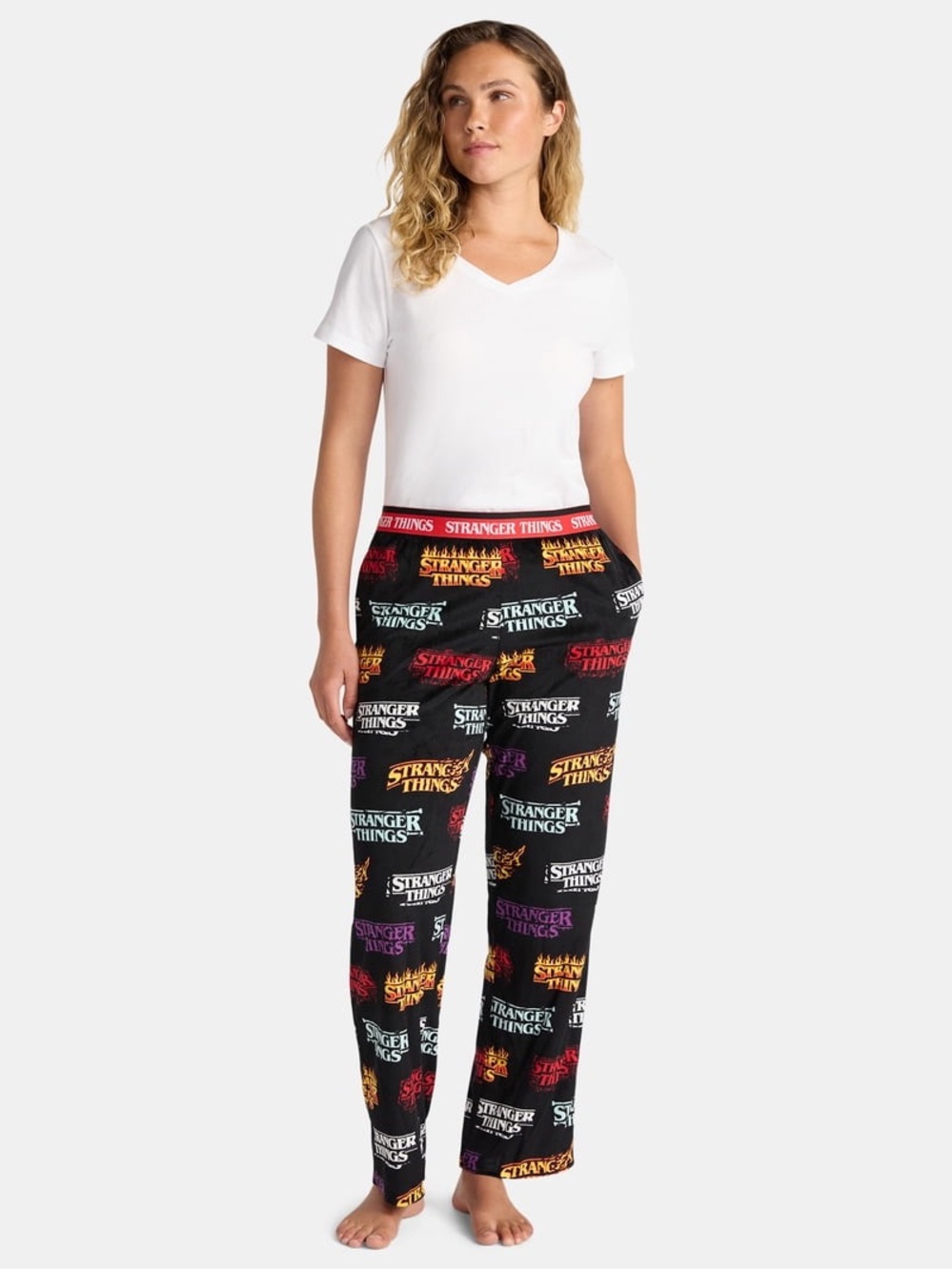 Large Netflix Stranger Things Women's and Women's Plus Velour Sleep Pants